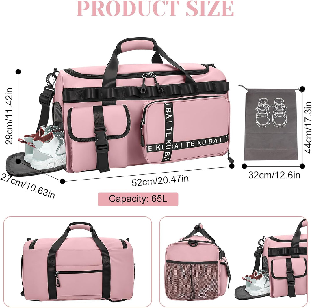 Sporttasche Reisetasche für Damen und Herren, Gross 65L Sporttaschen mit Schuhfach &amp; Nassfach, Large