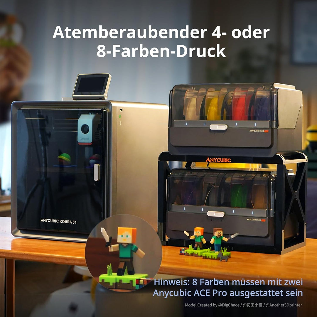 Anycubic Kobra S1 Combo 3D-Drucker Mehrfarbig, 600mm/s Hochgeschwindigkeitsdruck, Trocknen beim Druc