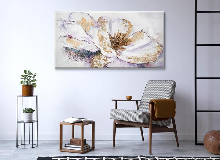 YS-Art Abstrakt Stil Acryl Gemälde auf Leinwand Pfingstrose handgemalte Wandbilder Wohnzimmer modern