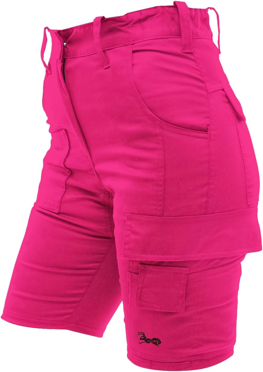 strongAnt Damen Arbeitsshorts Stretch Kurze Arbeitshose mit Cargo Taschen Outdoor, 48 Pink Stretch M