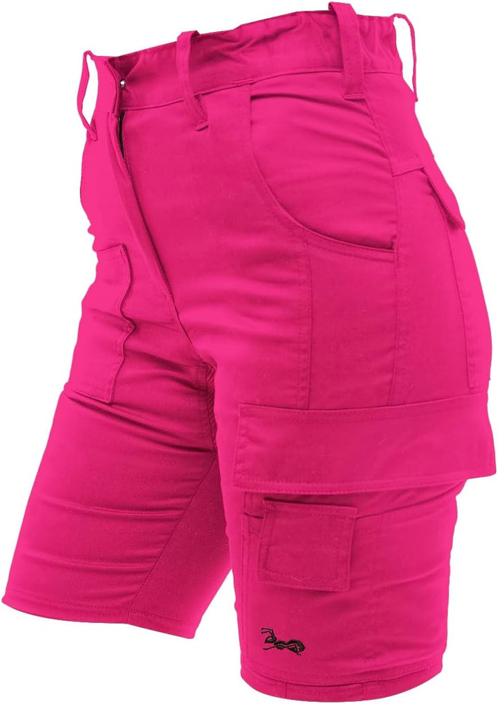 strongAnt Damen Arbeitsshorts Stretch Kurze Arbeitshose mit Cargo Taschen Outdoor, 48 Pink Stretch M