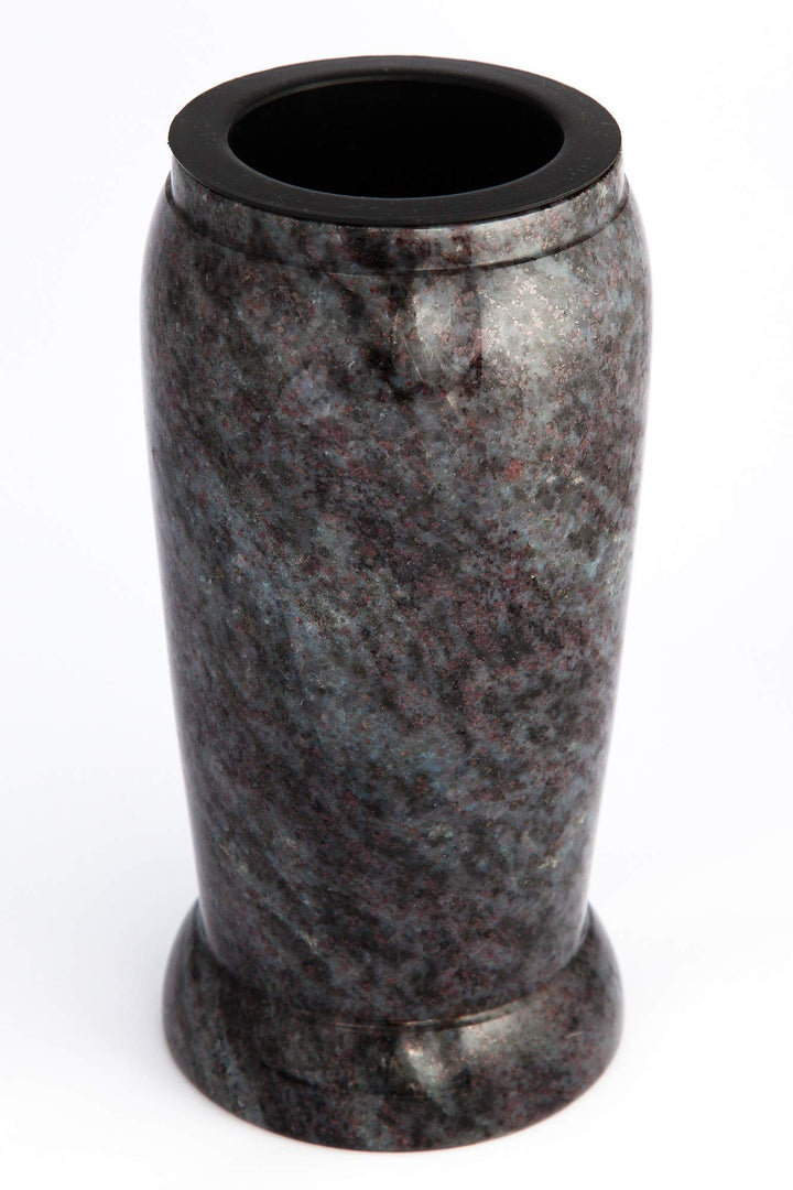 Afterglow Stilvolle Grabvase aus echtem Granit Orion dunkel Höhe 20 cm/Ø 10 cm Grabschmuck wetterfes