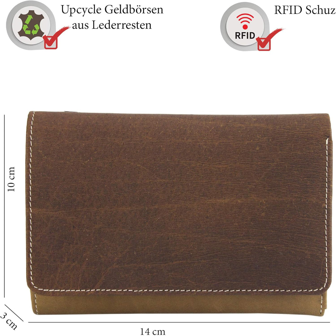 Sunsa Geldbörse. Damen grosse Geldbeutel. Leder Portemonnaie mit RFID Schutz. Brieftasche mit viele