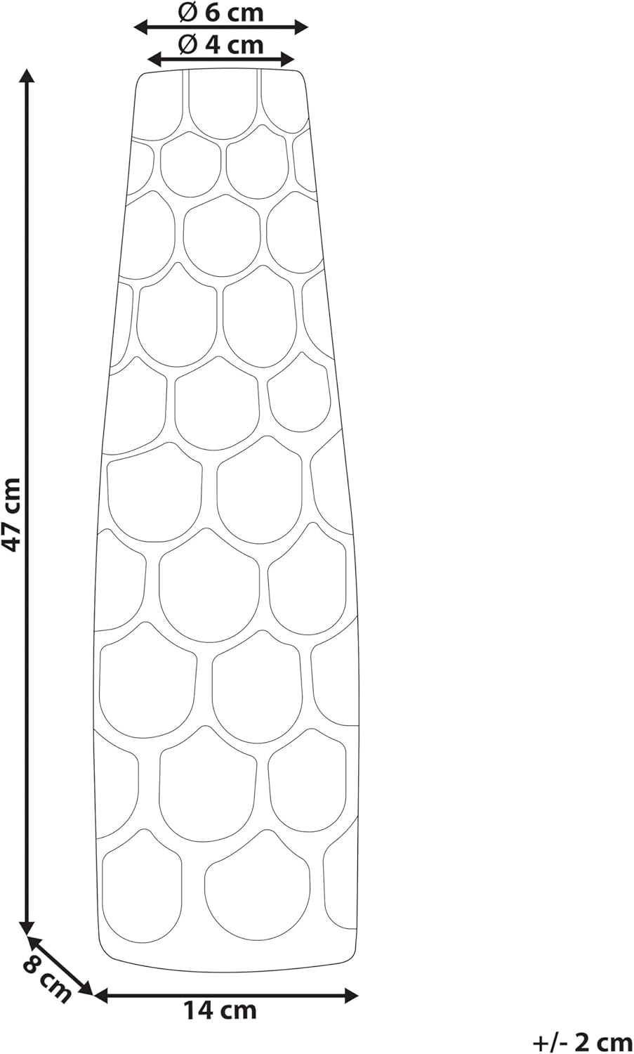 Blumenvase Aluminium silber mit Schuppen Struktur 47cm Handarbeit Deko Sukhothai