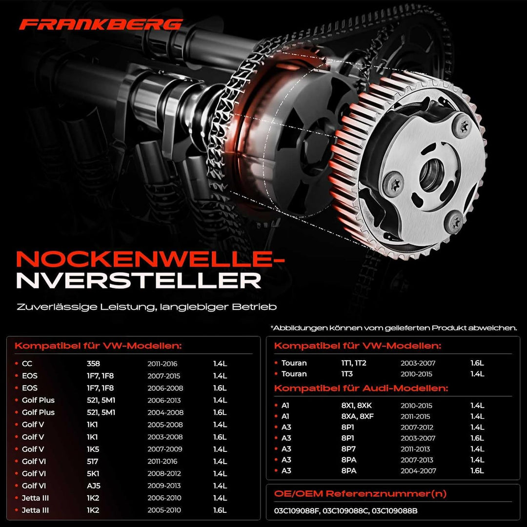 Frankberg Nockenwellenversteller für A3 Alhambra Ibiza Leon Fabia Octavia II Superb II Golf Jetta II