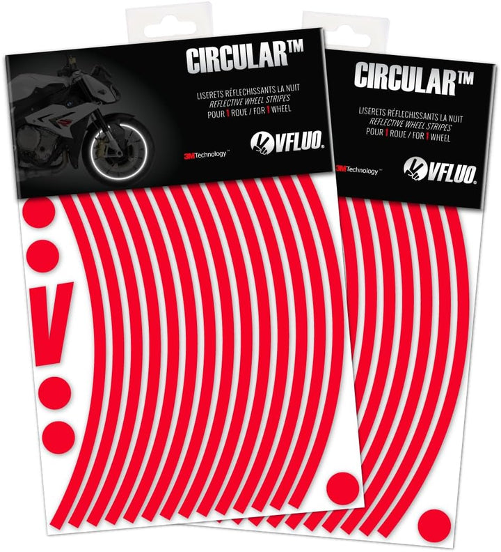 VFLUO Circular,(2er-Pack) Motorroller retroreflektierendes Felgenband-Kit (1 Rad), 3M Technology, Ba