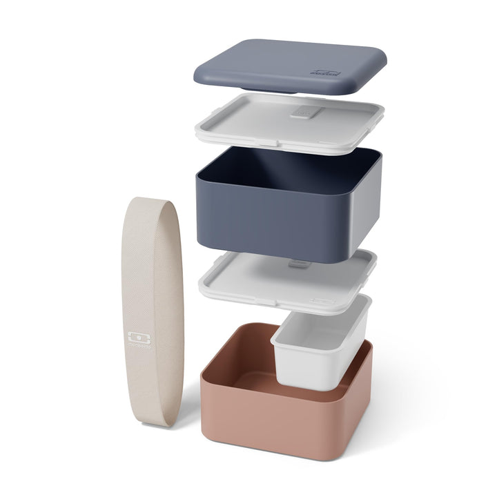 MONBENTO - Bento Box Erwachsene Square blau/rosa Made in France - Brotdose mit 2 Fächern Luftdichten