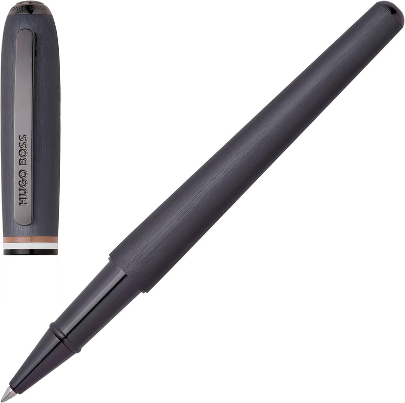 Hugo Boss Contour Iconic Tintenroller aus Messing und Aluminium in der Farbe Schwarz, Länge: 13,6cm,