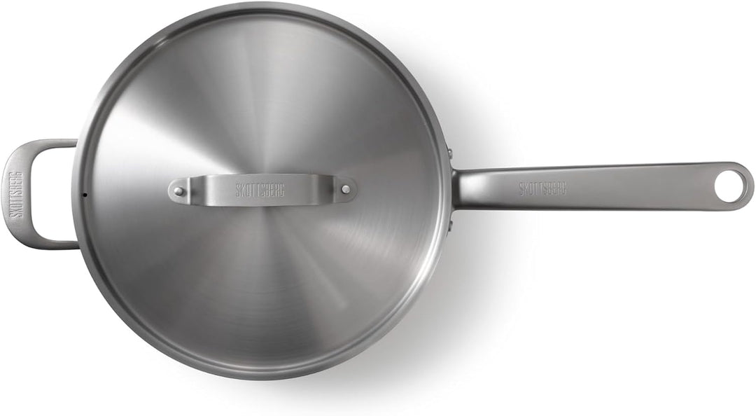 Skottsberg Edelstahl‑Schmorpfanne mit Deckel - Ø 28cm – PFAS‑frei, spülmaschinenfest - für Induktion