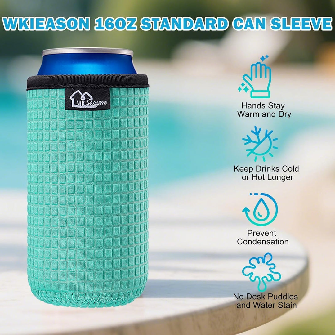 WK IEASON 16oz Can Sleeves Insulators Neoprene Standard Can Covers Coolers Holder Non-Slip Neoprene