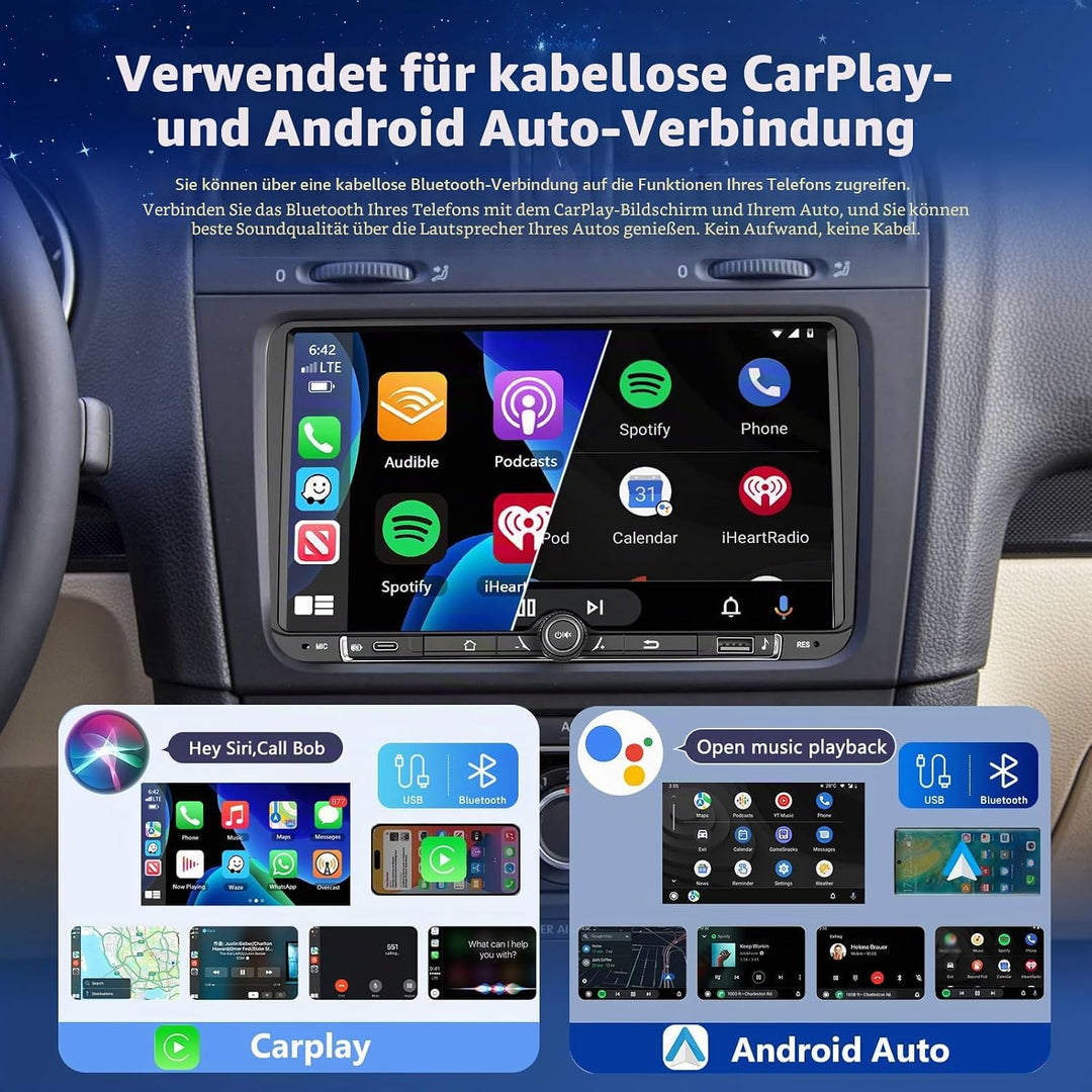 4GB+64GB Autoradio mit Type-C GPS Navi für VW Passat B6 T5 Golf 5 6 Polo Tiguan 6R T5 Jetta Seat Sko