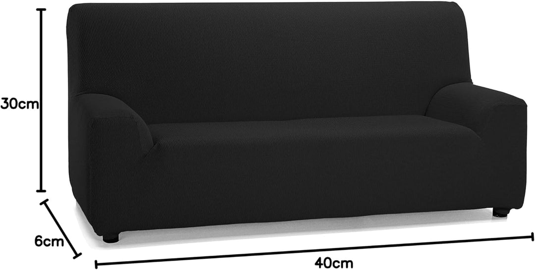 Martina Home Tunez Elastischer Sofabezug für Sofa, Stoff, Schwarz, 1-Sitzer (70 bis 110 cm) 1 Plaza