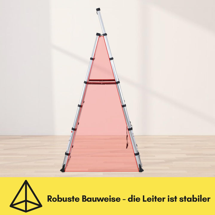 Sonnewelt 2m+2,3m Teleskopleiter Klappleiter, 6+7 Stufen A-Rahmen Mehrzweckleiter Stehleiter aus Alu