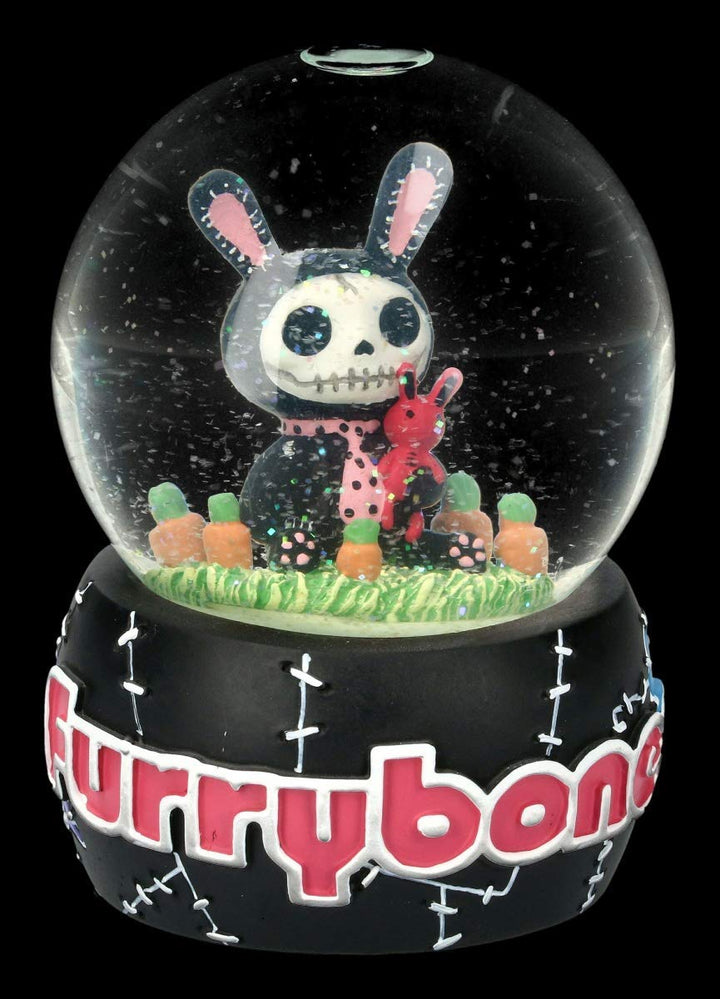 Furrybones Fantasy Schneekugel - Black Bun-Bun | Witzig, lustig, skurril, Deko-Artikel, H 14 cm