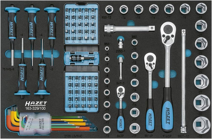 Hazet Werkzeug-Sortiment 163-329/100 | HAZET Safety-Insert-System (SIS) - Perfektes Ordnungssystem –