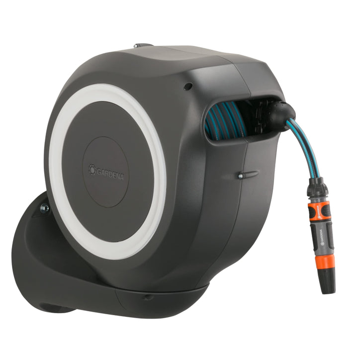 Gardena Wand-Schlauchbox RollUp M 20 m: Flexible Bewässerung für mittelgrosse Gärten, schwenkbare Sc