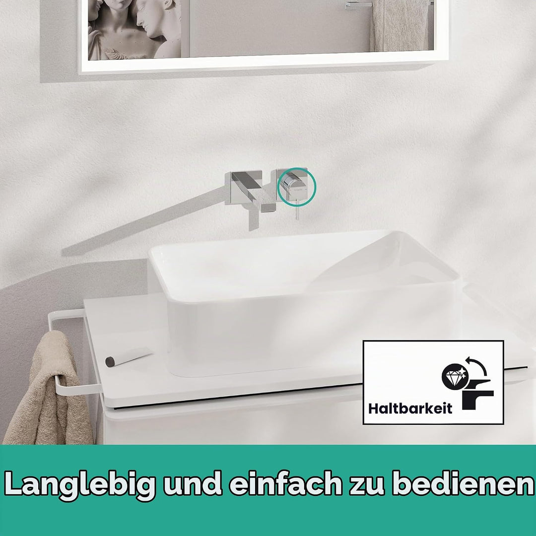 hansgrohe Tecturis E - Waschtischarmatur Unterputz für Wandmontage mit Ablauf, Wasserhahn Bad mit Au