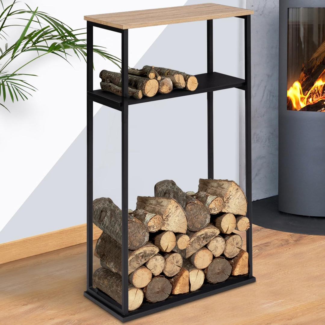 IDMarket - Kaminholzregal, vertikal, gross, mit Regalen, 33 x 66 x 112 cm