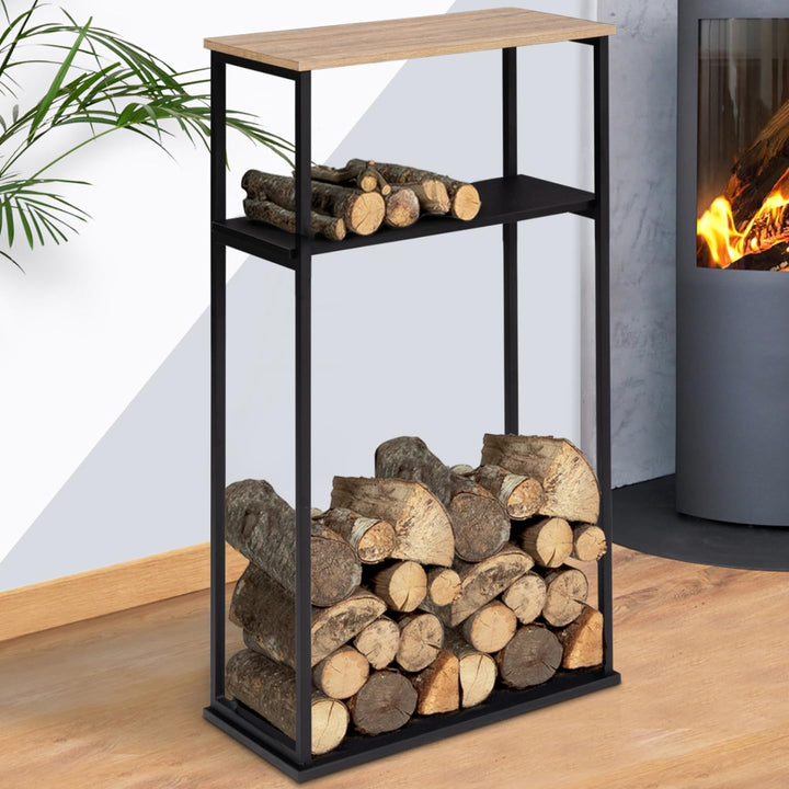 IDMarket - Kaminholzregal, vertikal, gross, mit Regalen, 33 x 66 x 112 cm