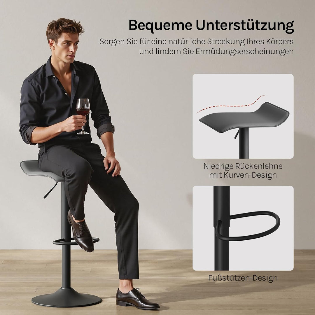 WOLTU Barhocker 4er Set, Höhenverstellbarer Barstuhl, 360° drehbarer Bistrohocker mit Fussstütze, au
