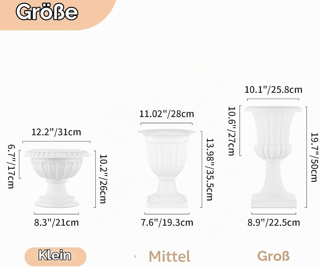 NUPTIO 2 Stück Pflanzen Blumenspindel, Dekorative Urne aus Kunststoff mit Einer Höhe von 26cm, Hoher