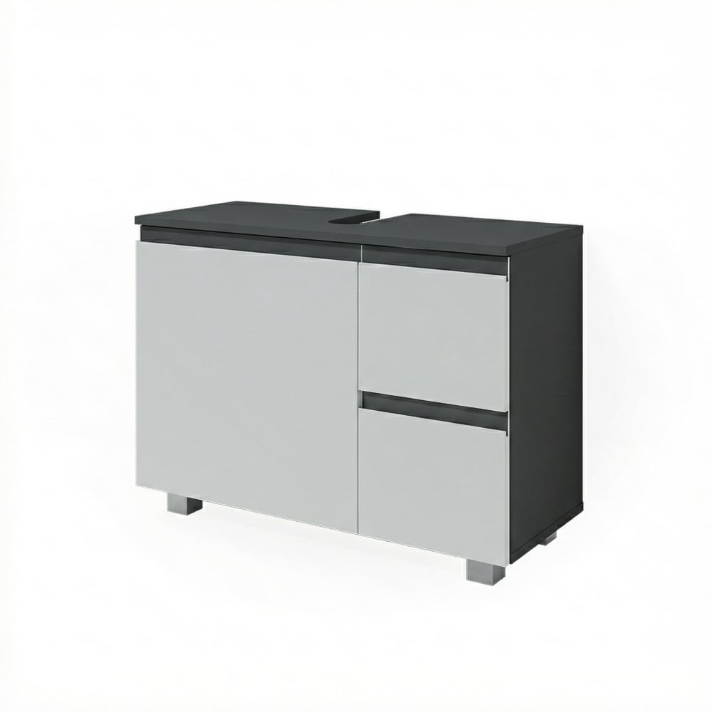 Vicco Waschbeckenunterschrank J-Shape, Weiss/Anthrazit, 80 x 60.8 cm, Weiss