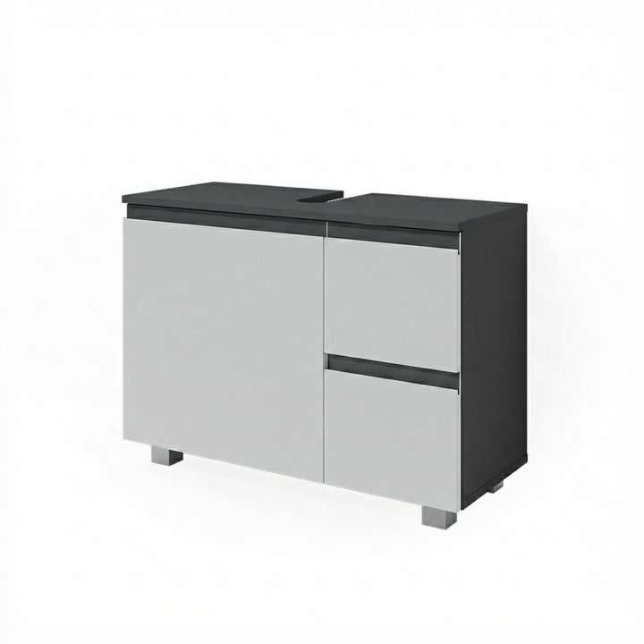 Vicco Waschbeckenunterschrank J-Shape, Weiss/Anthrazit, 80 x 60.8 cm, Weiss