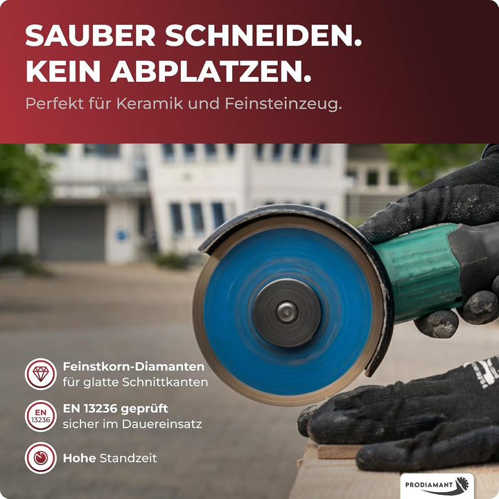 PRODIAMANT Profi Diamant-Trennscheibe PRORIM 200 mm x 22,23 mm kein ausbrechen bei glasierten Fliese