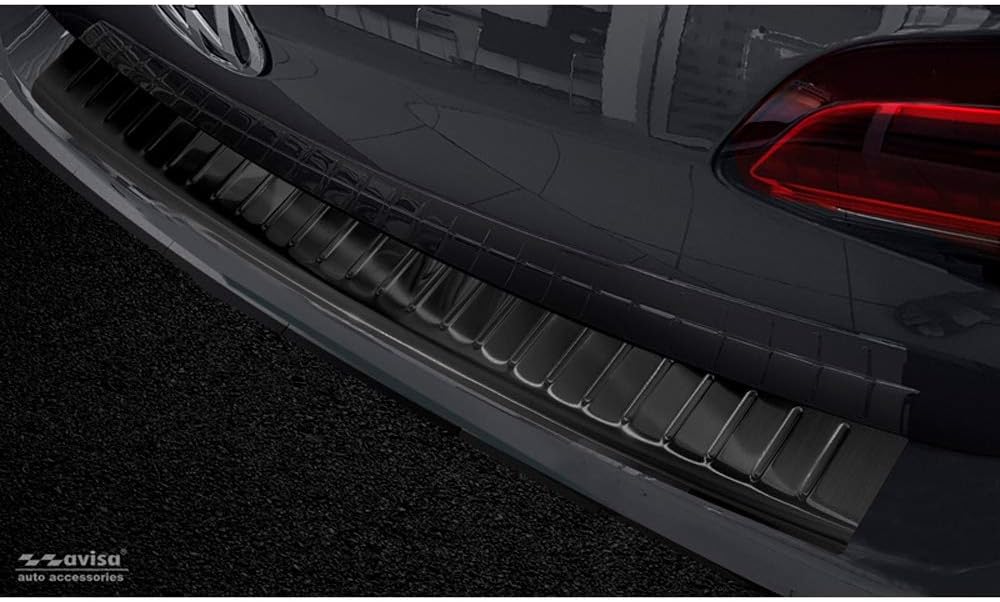 Avisa Schwarz Edelstahl Heckstossstangenschutz kompatibel mit Volkswagen Golf VII Variant 2012-2017