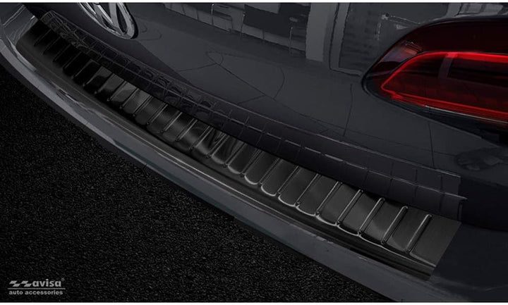 Avisa Schwarz Edelstahl Heckstossstangenschutz kompatibel mit Volkswagen Golf VII Variant 2012-2017