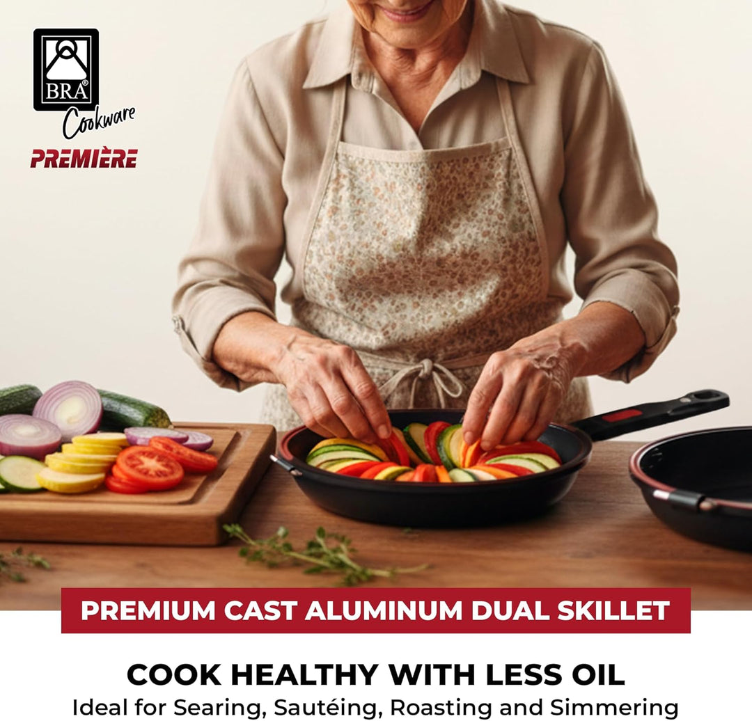 Bra Dupla Premiere Doppel-Pfanne aus Aluminiumguss mit Antihaftbeschichtung, geeignet für alle Herda