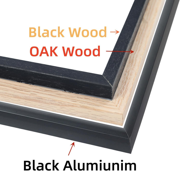 Holz-Bilderrahmen, 30 x 40 cm, schwarzer Holz-Bilderrahmen, Urkundenrahmen mit Plexi-glas für Wandmo