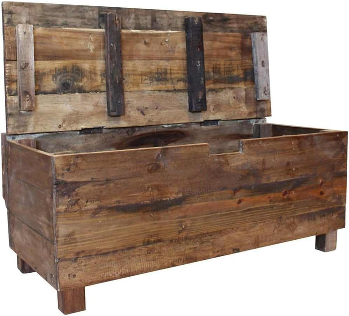 vidaXL Sitzbank mit Staufach Handgefertigt Holzbank Truhenbank Sitztruhe Bank Aufbewahrungstruhe Spi