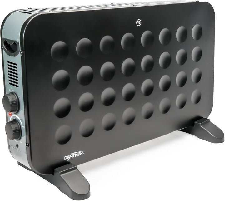 Grafner Konvektor Heizgerät 2000 Watt, matt schwarz, 3 Heizstufen, stufenlos regulierbares Thermosta