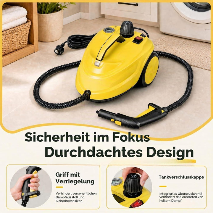 KOMFOTTEU Dampfreiniger 2000W, 1,8L Wassertank, 5 bar, 5m Netzkabel
