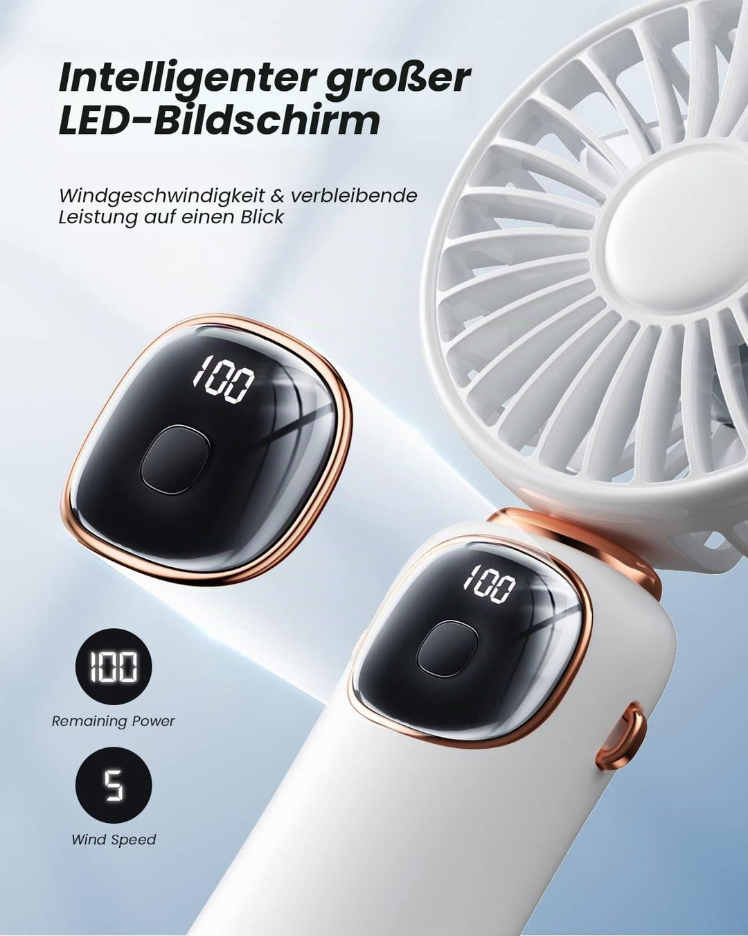 coldSky Tragbarer Handventilator, 4000 mAh, batteriebetrieben, 3-in-1-Multifunktions-Reiseventilator