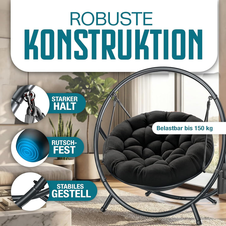 KESSER® Hängesessel mit Gestell Bali Hängeschaukel Hängestuhl bis 150kg für Indoor und Outdoor + Kis