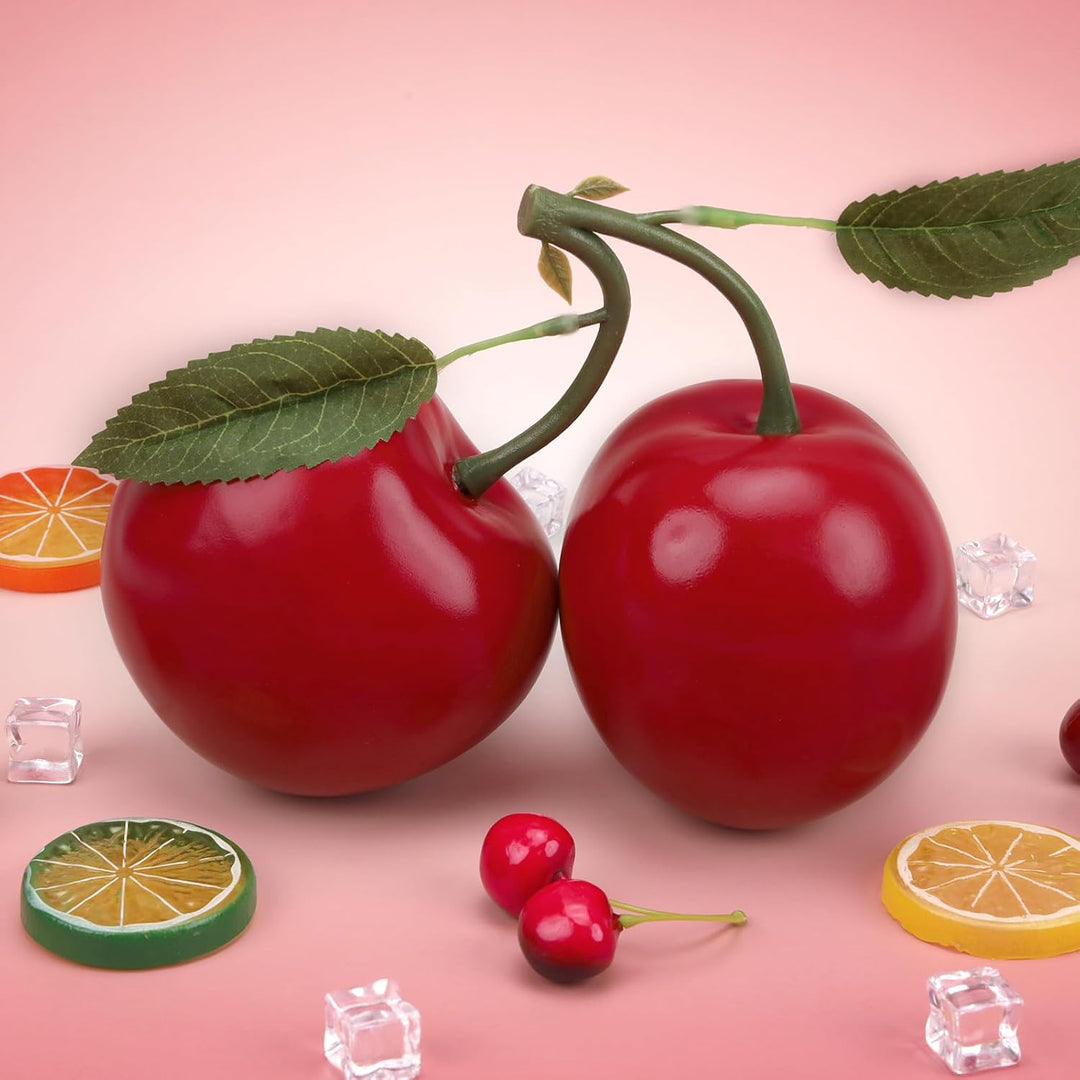 Woration 18,3 cm grosse, rote künstliche Kirsche, künstliche Früchte, Dekoration, Simulation, grosse
