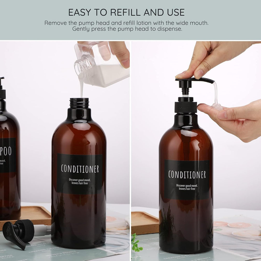1000ml/33.8oz Shampoo-Flasche mit Pumpe, Segbeauty 3pcs Leere Shampoo- und Conditioner-Flasche, Sham