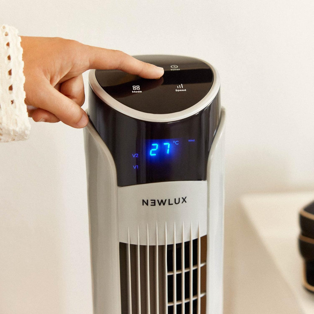 Newlux - Turmventilator ohne Flügel W130 (45 W) mit einer Höhe von 103,5 cm, 3 Stufen, 3 Modi, Oszil