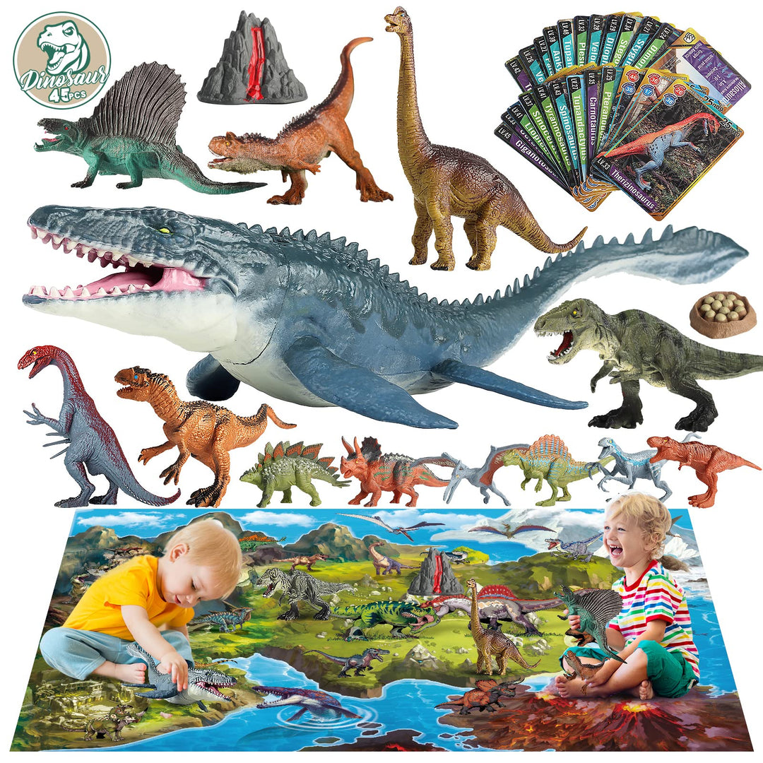 Oriate Dinosaurier Spielzeug mit Spielmatte, realistische Mosasaurus Figur, Spielset für Kinder, ein