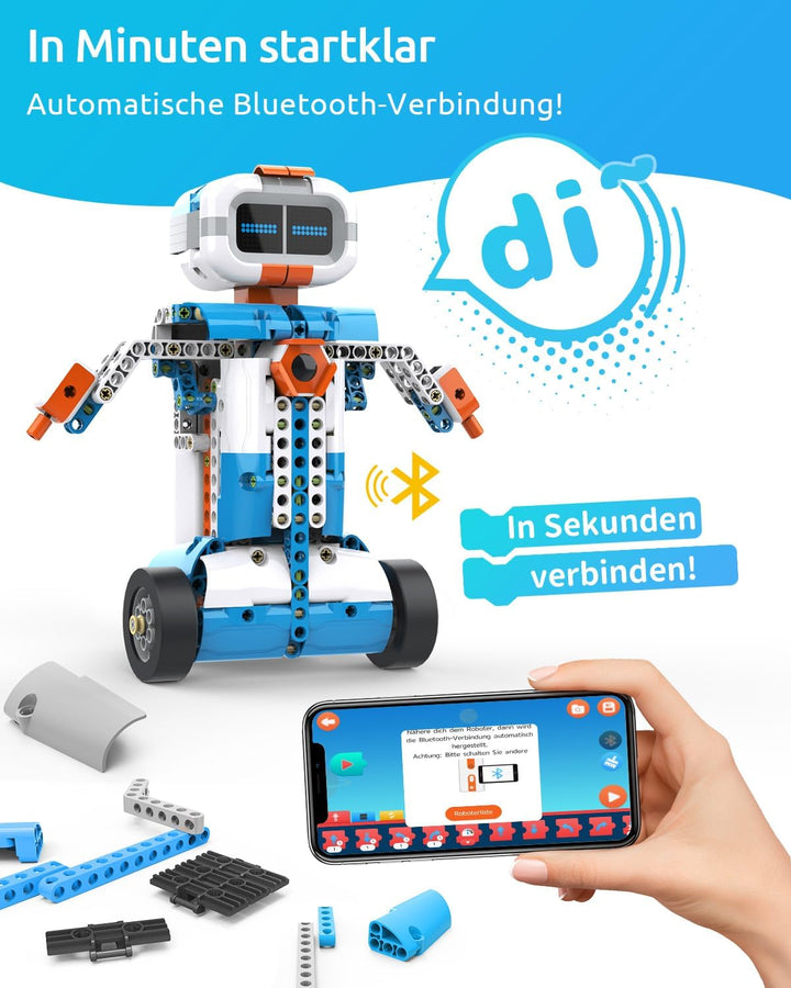 WhalesBot E7 Pro 12-in-1 Mint Roboter Bausatz für Kinder ab 8 Jahren, Scratch- & App-Programmierung,