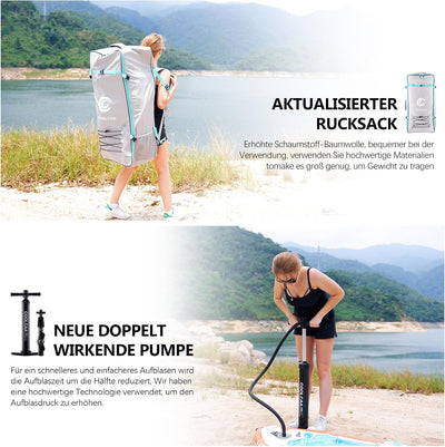 COOLCAA Stand Up Paddling Board mit Premium SUP Zubehör, Tragkraft bis 210kg, SUP Board für Erwachse
