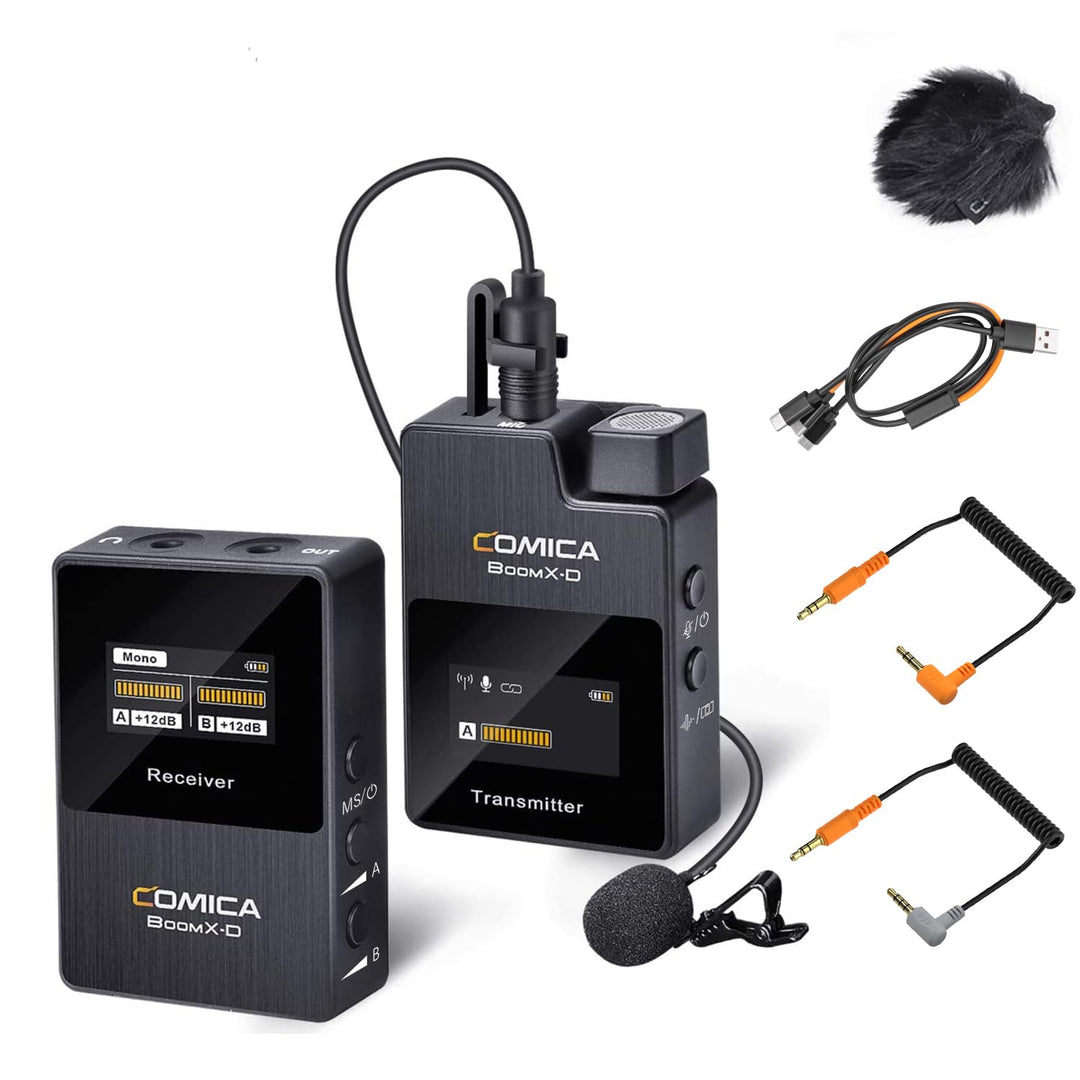 comica Drahtloses Mikrofon, BoomX-D1 2.4G kompakte drahtlose Mikrofonsystem mit 1 Sender und 1 Empfä