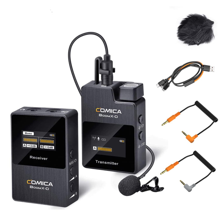 comica Drahtloses Mikrofon, BoomX-D1 2.4G kompakte drahtlose Mikrofonsystem mit 1 Sender und 1 Empfä