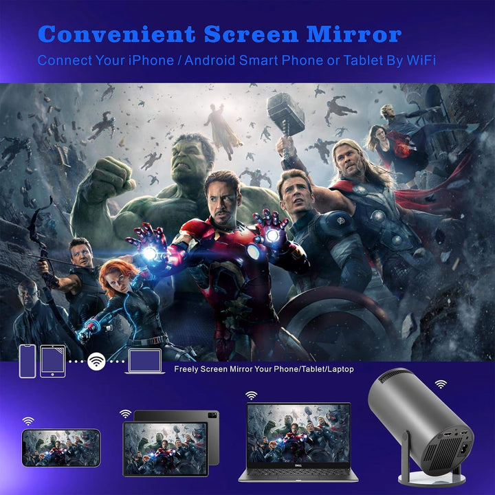 Mini Beamer, Videoprojektor 5G WiFi Bluetooth Projector 4K 200 ANSI Smart Projector.130 Zoll Bildsch