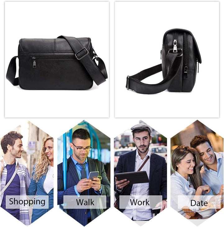 FANDARE Neu Umhängetasche Herren Schultertasche PU Männerhandtasche Laptoptasche Messenger Bag Arbei