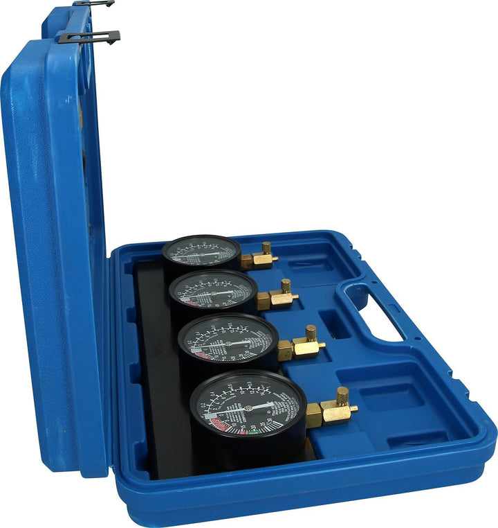 BRILLIANT TOOLS BT581200 Synchron-Vergaser-Testgerät | mit 4 Sync hronuhren | 26-tlg. [Powered by KS