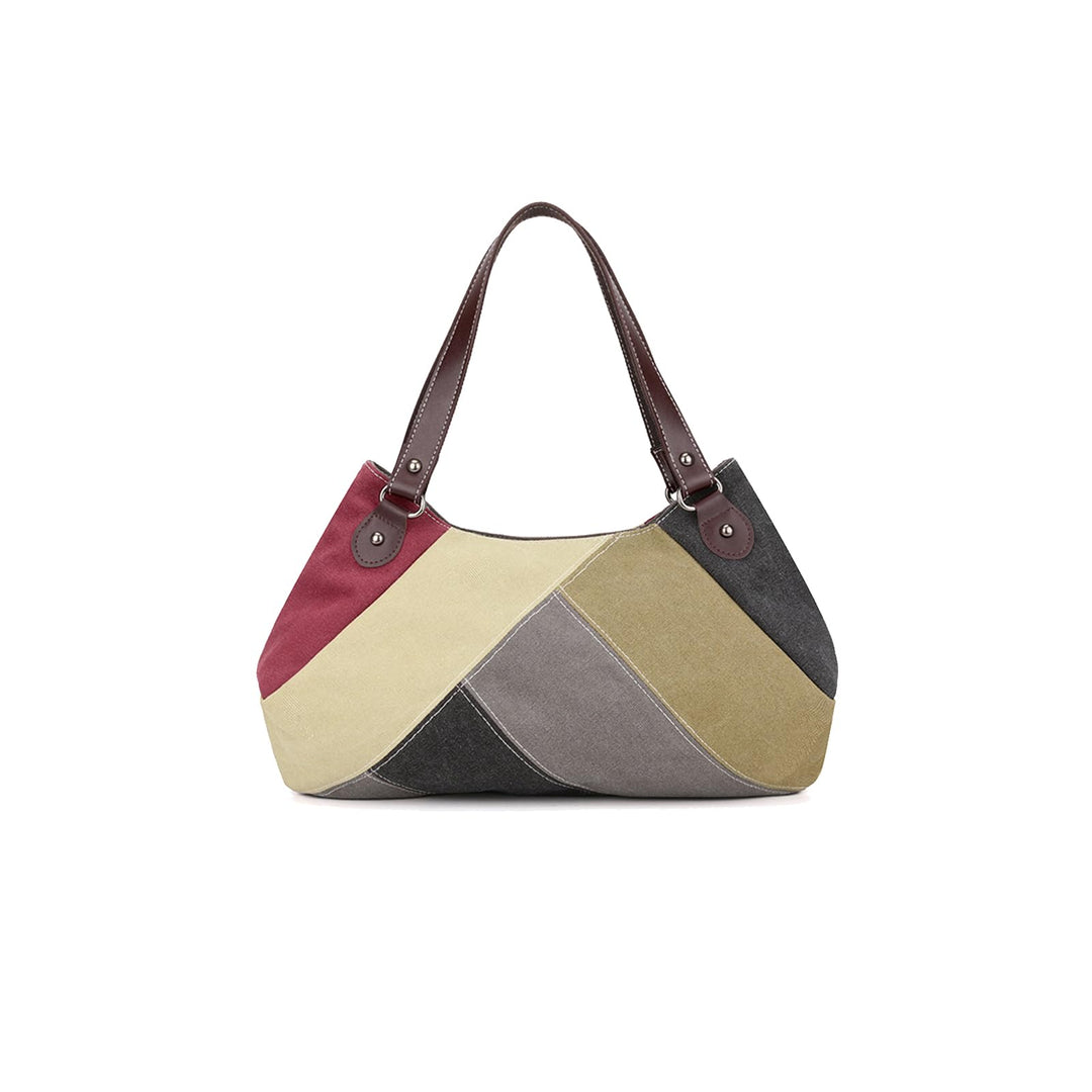CORIOS Damen Handtasche Multi-Color Streifen Schultertasche Canvas Tote Beutel Grosse Kapazität Trag