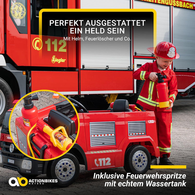 Actionbikes Motors Kinder Elektroauto Feuerwehr SX1818 | 2,4 Ghz Fernbedienung - 2 Motoren 12V 35Wat